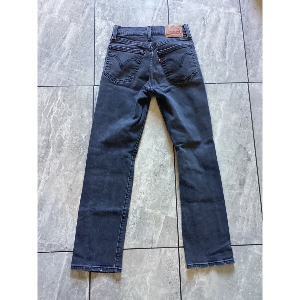 Women’s Black Distressed Straight-Leg Jeans - Picture 3 of 6